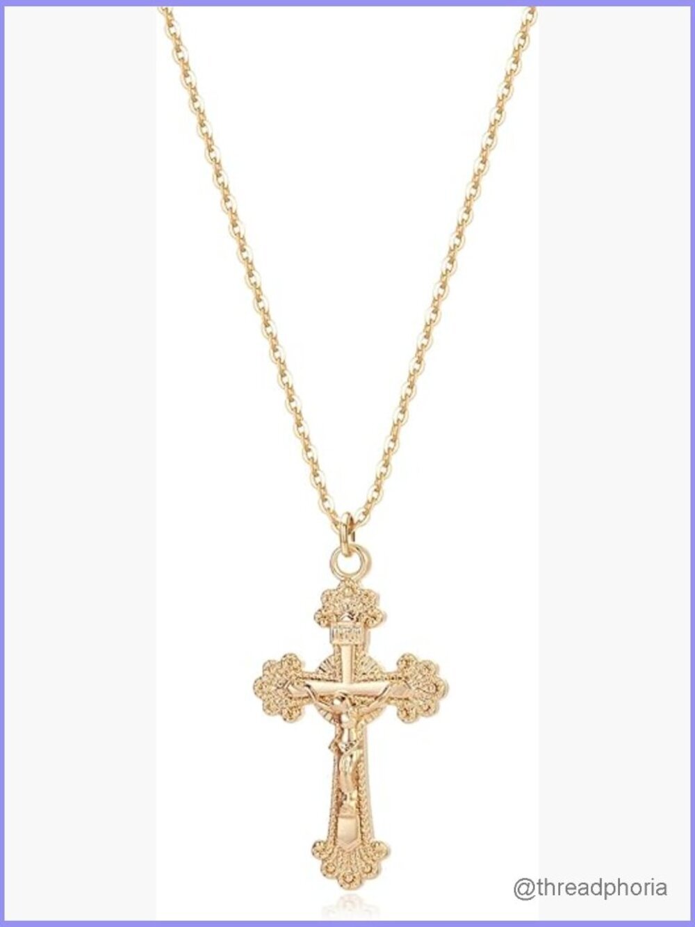 14K Gold Plated Cross Pendant Necklace Dainty Faith Christian Jewelry